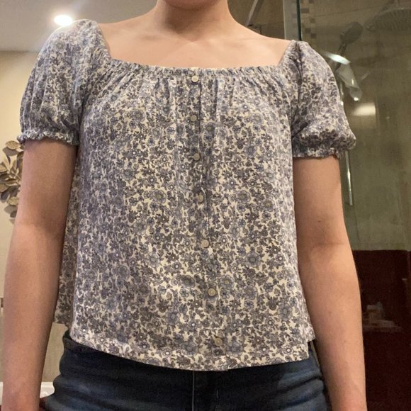 Floral square neck blouse - Picture 1 of 4